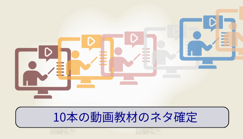 10個の動画教材ネタが決まっている状況 